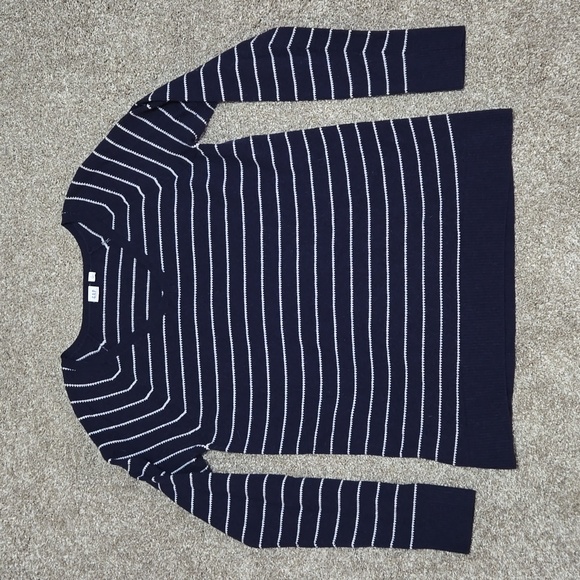 Gap v-neck navy blue striped sweater in Large tall - Picture 6 of 11